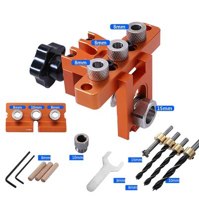 Kit de gabarito de cavilha autocentrante, gabarito de cavilha portátil com 3 buchas de metal, tamanho 8 mm, kit completo de gabarito de cavilha