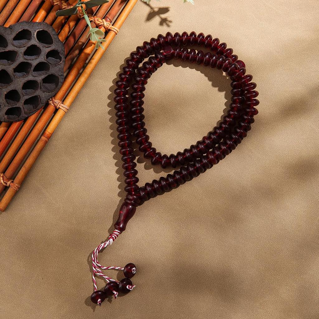 Handmade 99-Bead Muslim Tasbih Prayer Rosary: Middle Eastern Festival Beaded Jewelry