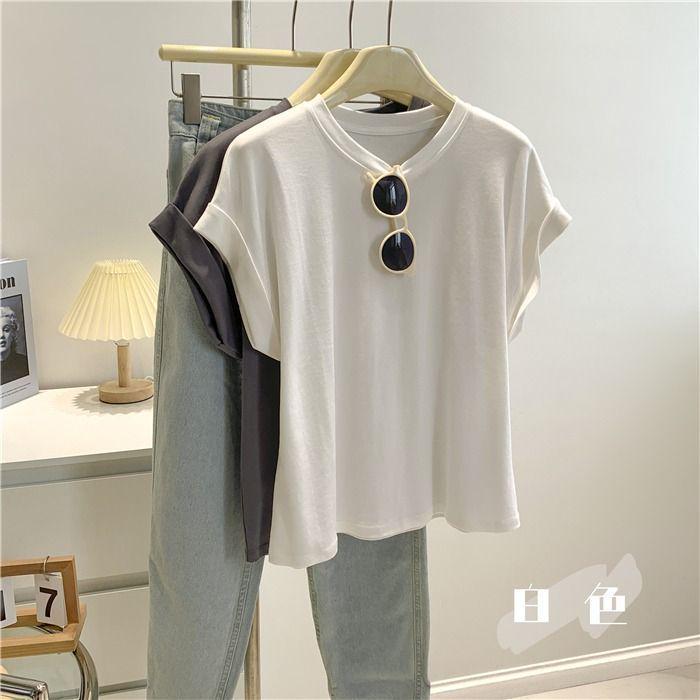 Women's Pink Modal Cotton Flared Sleeve T-Shirt - Korean Style Summer Top