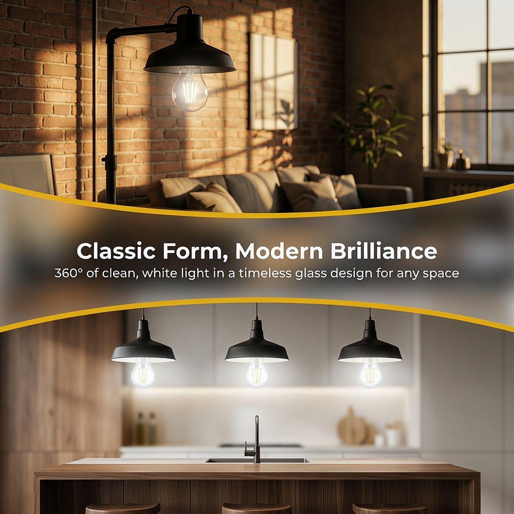 2 Pack E27 LED Filament Bulbs 220V A60 LED Light Bulbs Clear Glass 360 Degree Beam Angle Filament Light Bulbs Outdoor