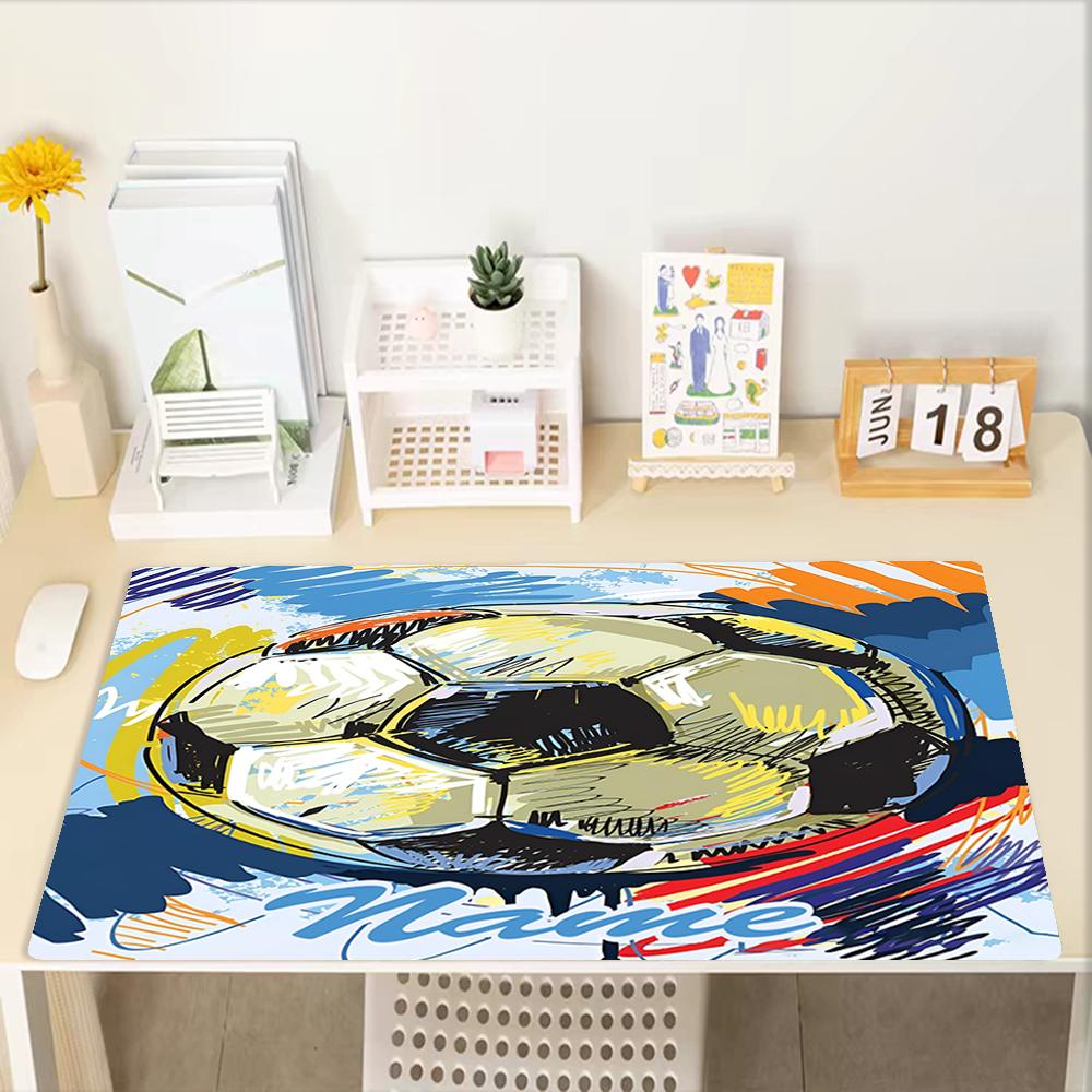 Custom Name Soccer Theme Mouse Pad, Non Slip Rubber Base, Multifunctional Office & Home Decor, Perfect for Workspace Personalization.