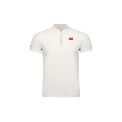 Li Ning Table Tennis Series High-Quality Elastic Cool Breathable Sports Casual Short Sleeve Polo Shirt Men Tops Champagne-White APLW139-2