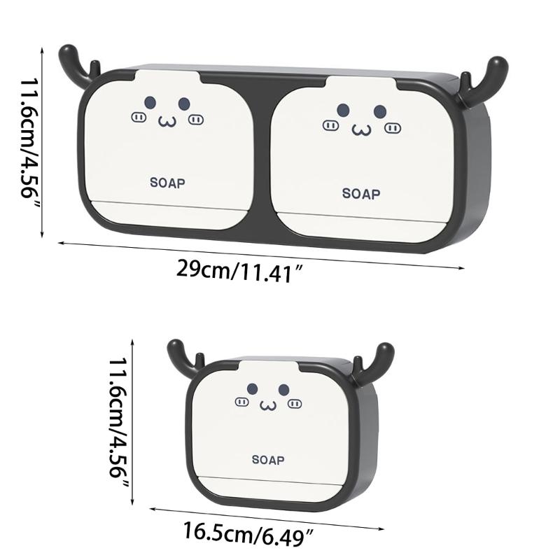 Wall Mounted Soap Holder Storage Box Cute Deer Shape Drain Dish Self Adhesive Soap Rack Bathroom Accessories 1-2 Grids