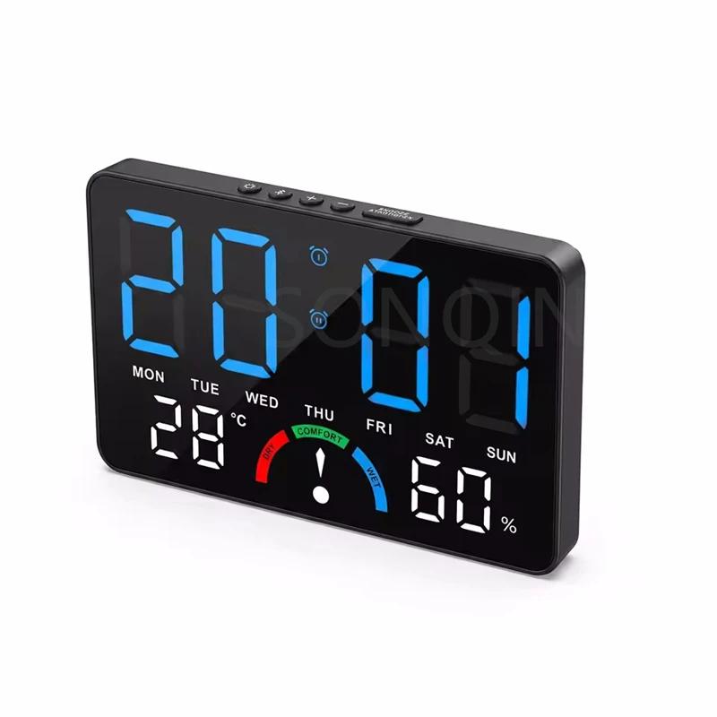 Home Temperature Humidity Meter Clock with Comfort Reminder Electronic LED Digital Alarm Clock Dual Alarms Snooze Table Watch