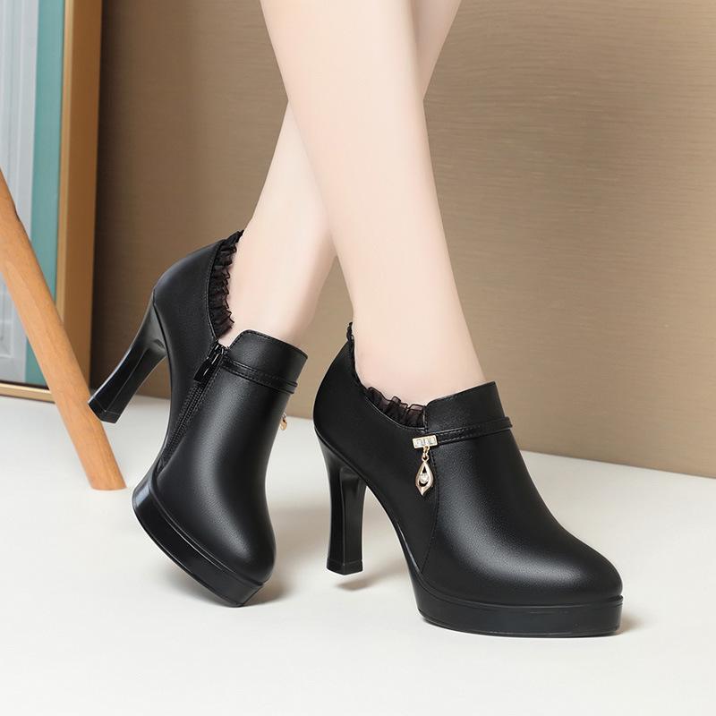 High Heel Pointed Toe Pumps Shoes Spring/autumn New Fashion Comfort Casual Women's Shoes Thick Soled Deep Mouth Single Shoes
