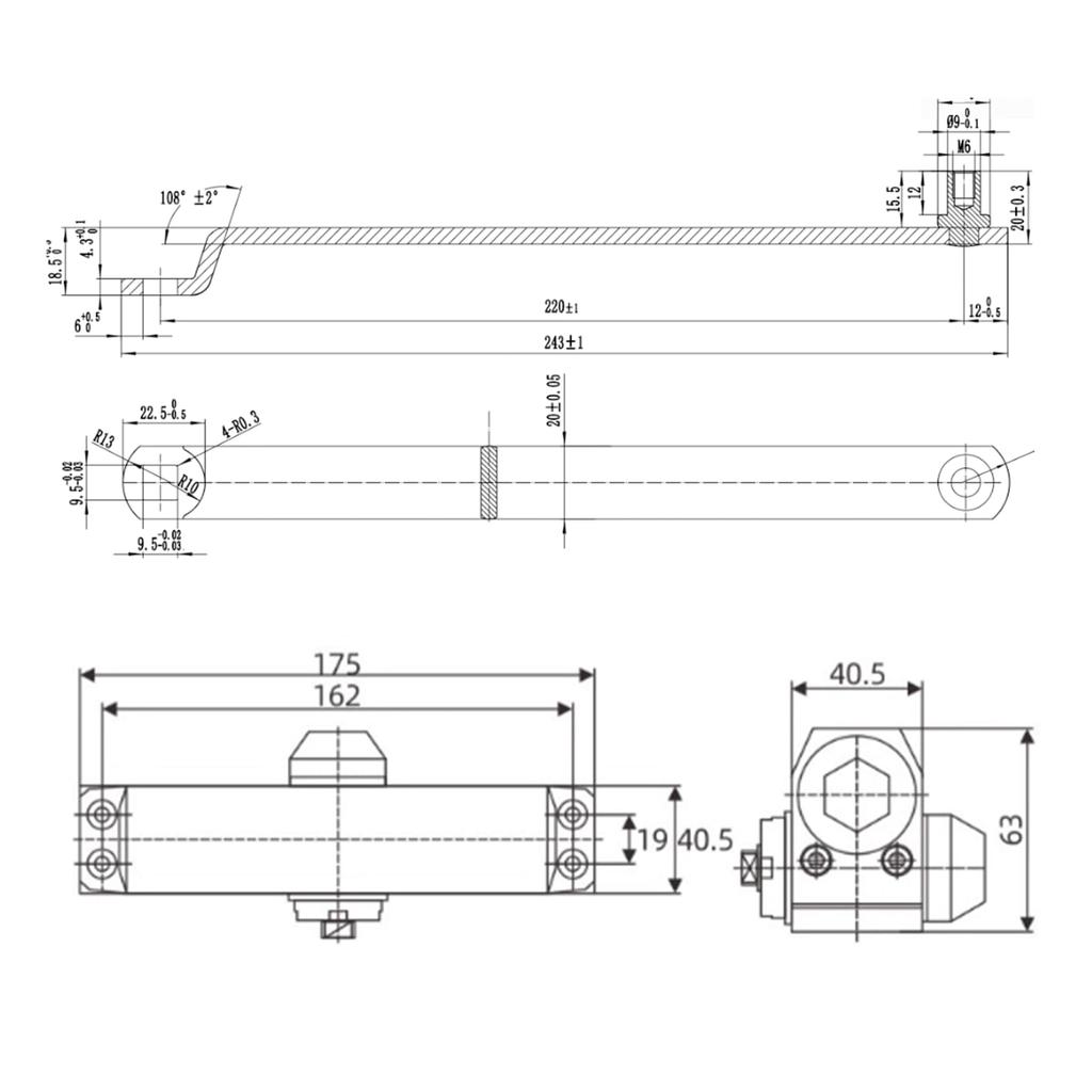 RINKA Door Closer, Aluminum Alloy, Hydraulic Shut-off Door Closer, Suitable for Doors Weighing 45-65kg, Maximum Opening Angle 150°, Easy Installation