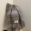 Korean Style Imitation Cashmere Plaid Scarf - Women's Warm, Thick, and Versatile Neck Warmer for Fall and Winter.