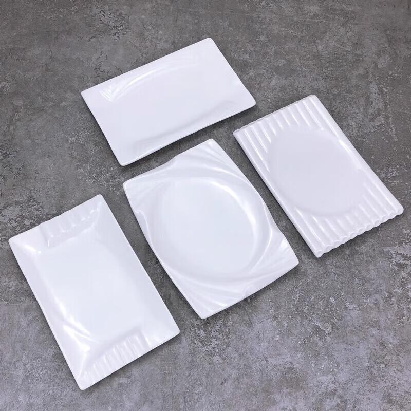 10-inch White Rectangular Ceramic Dinner Plate for Hotels