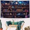 2D Gothic Apothecary Bookshelf Backdrop, Starry Night Magic Room Background