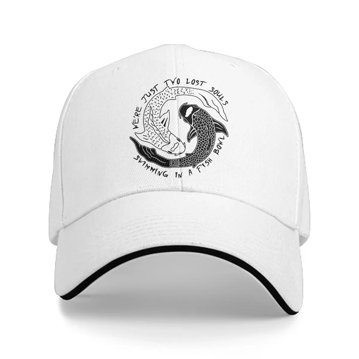 

Swim Multicolor Hat Peaked Mens Cap Two Lost Soul Swimming in A Fish Bowl Personalized Visor Protection Hats Adjustable