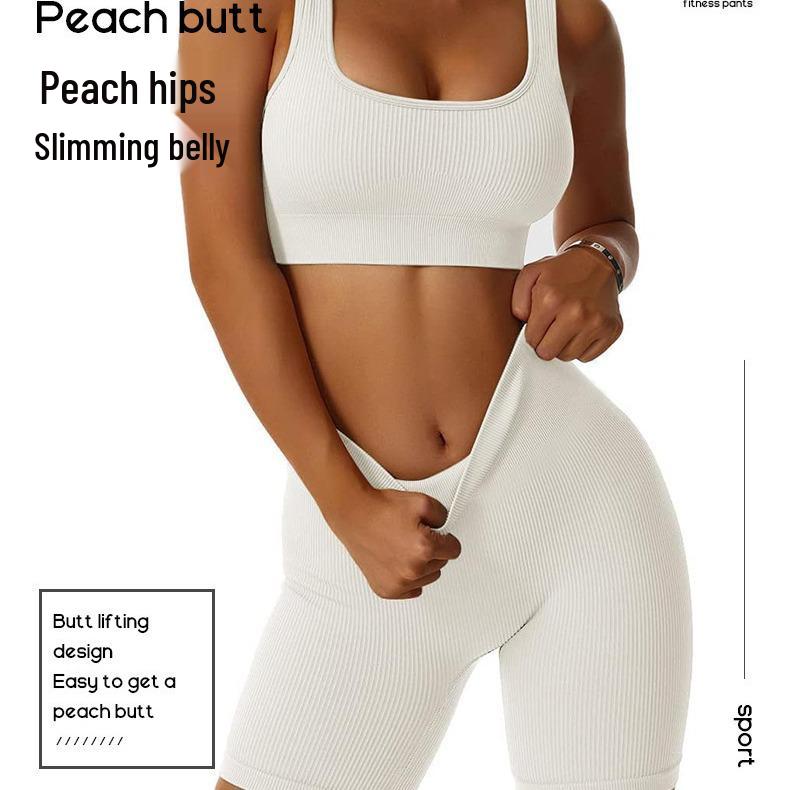 European & American High Waist Seamless Yoga Shorts - Women's Sexy, Knitted Outdoor Sports Leggings