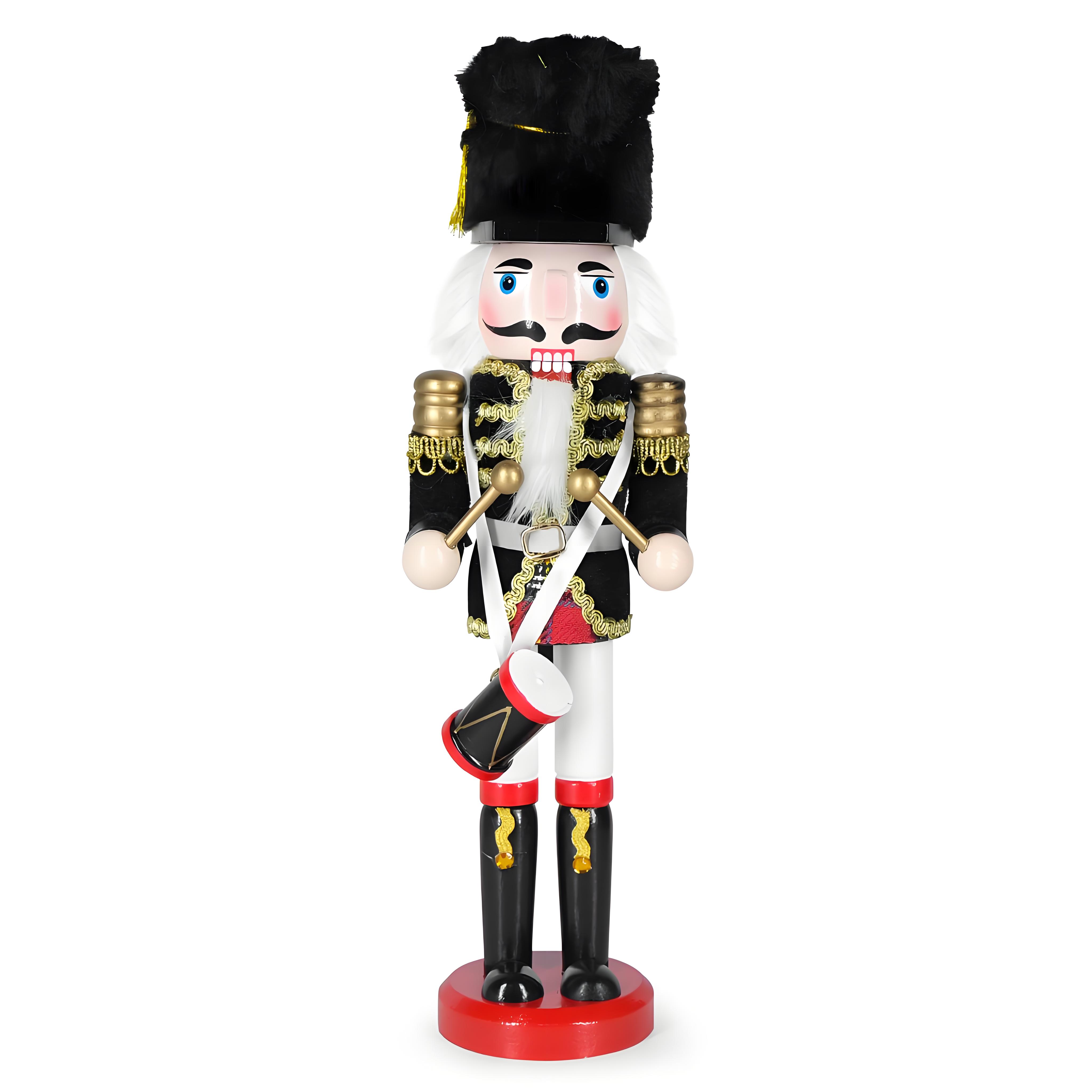 

Декоративний різдвяний горіхокол 12 дюймів, Традиційна різдвяна прикраса з ручною роботою - Святковий декор для дому та саду чорний