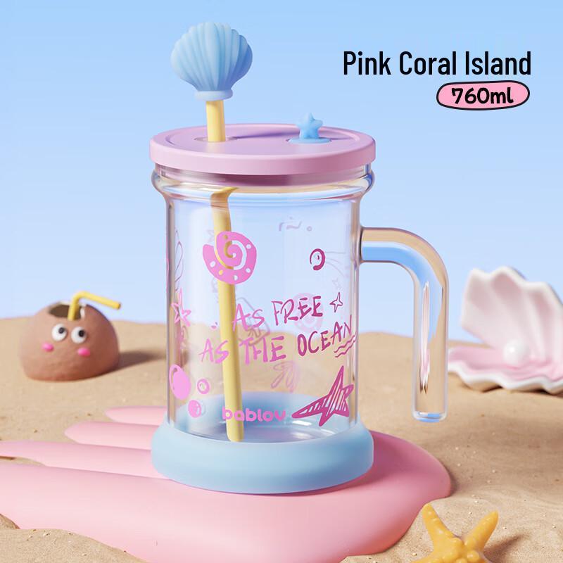 BabloV Aesthetic Glass Straw Water Bottle