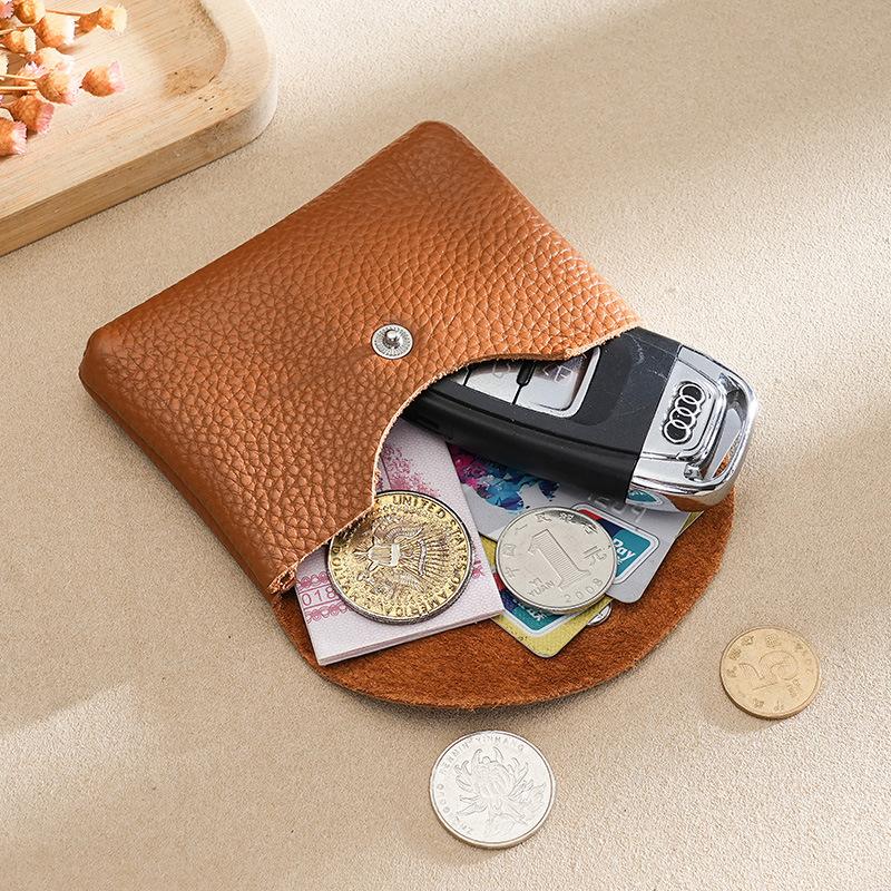 Leather Coin Purse for Women Double Layer Card Holder Mini Wallet Zipper Earphone Key Lipstick Storage Pouch Kids Money Bag Clip