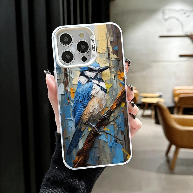 Bird Oil Painting Style Soft Phone Case for iPhone 15 16 17 Pro Max 17Air 16E 14 Plus 13 12 Mini Shockproof Cover Back Shell