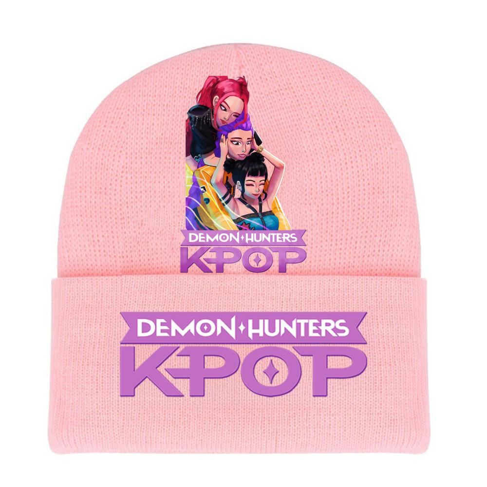 Kpop Demon Hunters HUNTRIX SAJABOYS Letter Printed Rolled-edge Woolen Knitted Cap Thickened Cold Season Adult Hat Fans Birth Date Present