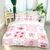 3pc Bedding Pink Rabbit Bow Strawberry Print (1 Set +2 Pillowcases, No Core), Bedding, Various Size To Meet Different Needs