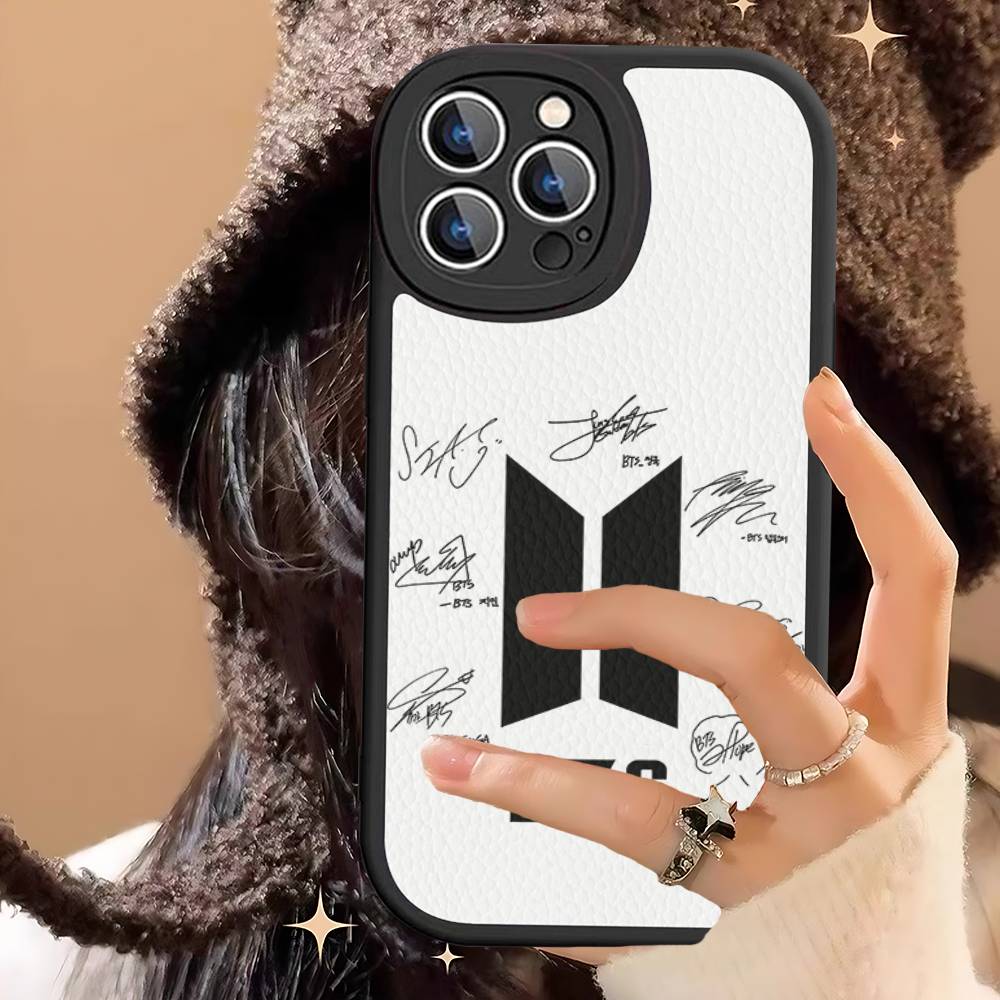 Custodia per Telefono in Pelle Kpop BTS Bangtan Boys Per IPhone 16 15 14 13 12 11 Pro Max Plus Cover