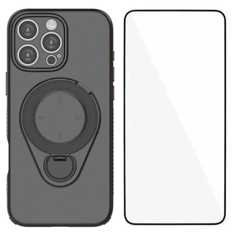 For iPhone 16 Pro Max Case with Tempered Glass WANLONFENG JH Series PC TPU Kickstand Phone Cover