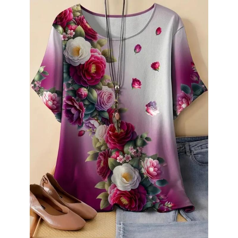 3DCreative Printed Short Sleeved T-shirt Fashionable Comfortable Soft Breathable cotton T-shirt Summer Women s T-shirt XS