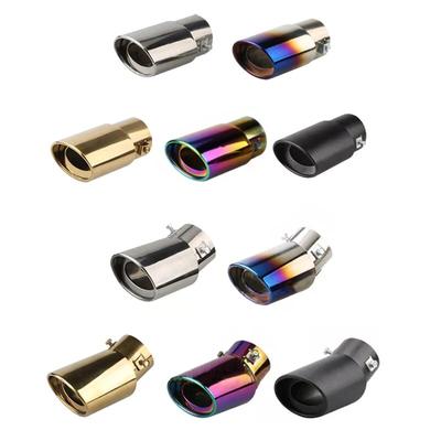 Car Exterior Parts Car Exhaust Muffler Tip Stainless Steel Round Pipe Silver Black Straight Bent Exhaust Tail Muffler Tip Pipe
