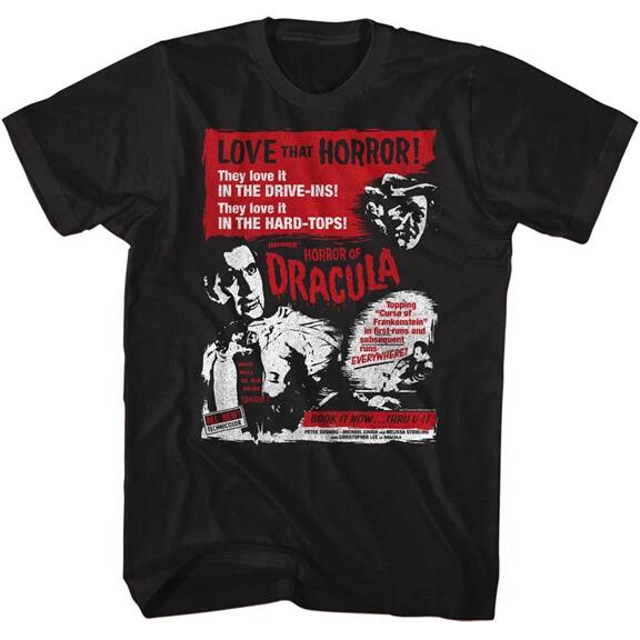 

Hammer Horror Of Dracula Movie Poster They Love It Drive Ins Men s T Shirt 4XL