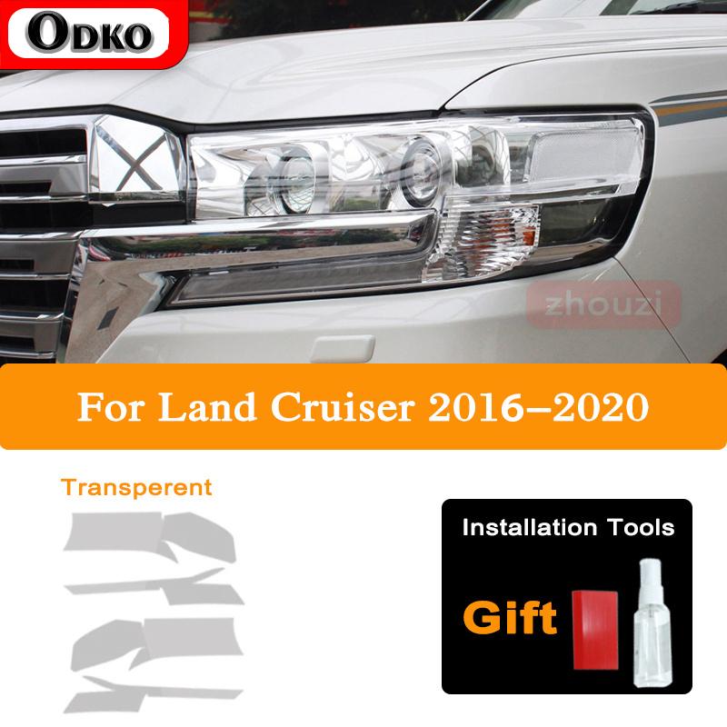 2 Pcs For Toyota Land Cruiser 2014- Car Headlight Tint Black Protective Film Protection Transparent TPU Sticker Accessories