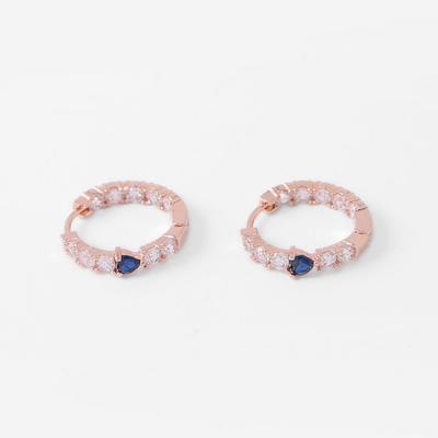 [Judy And Paul] Lydia Sapphire Blue Crystal Ring Earrings Rose Gold