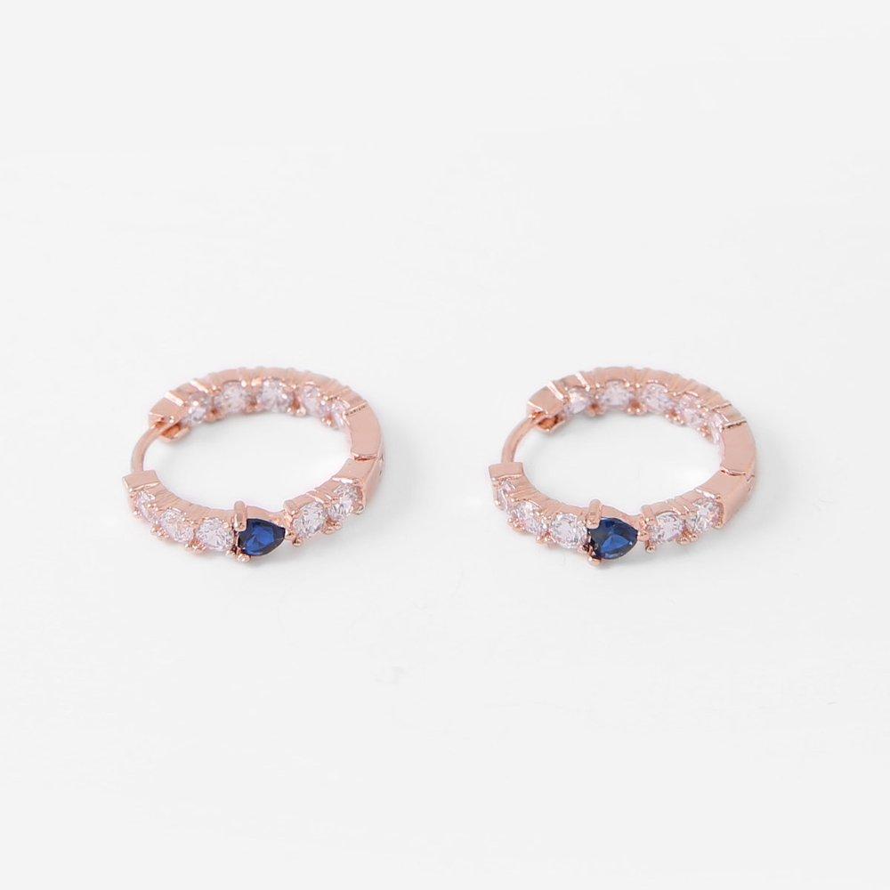 

[Judy And Paul] Lydia Sapphire Blue Crystal Ring Earrings Rose Gold