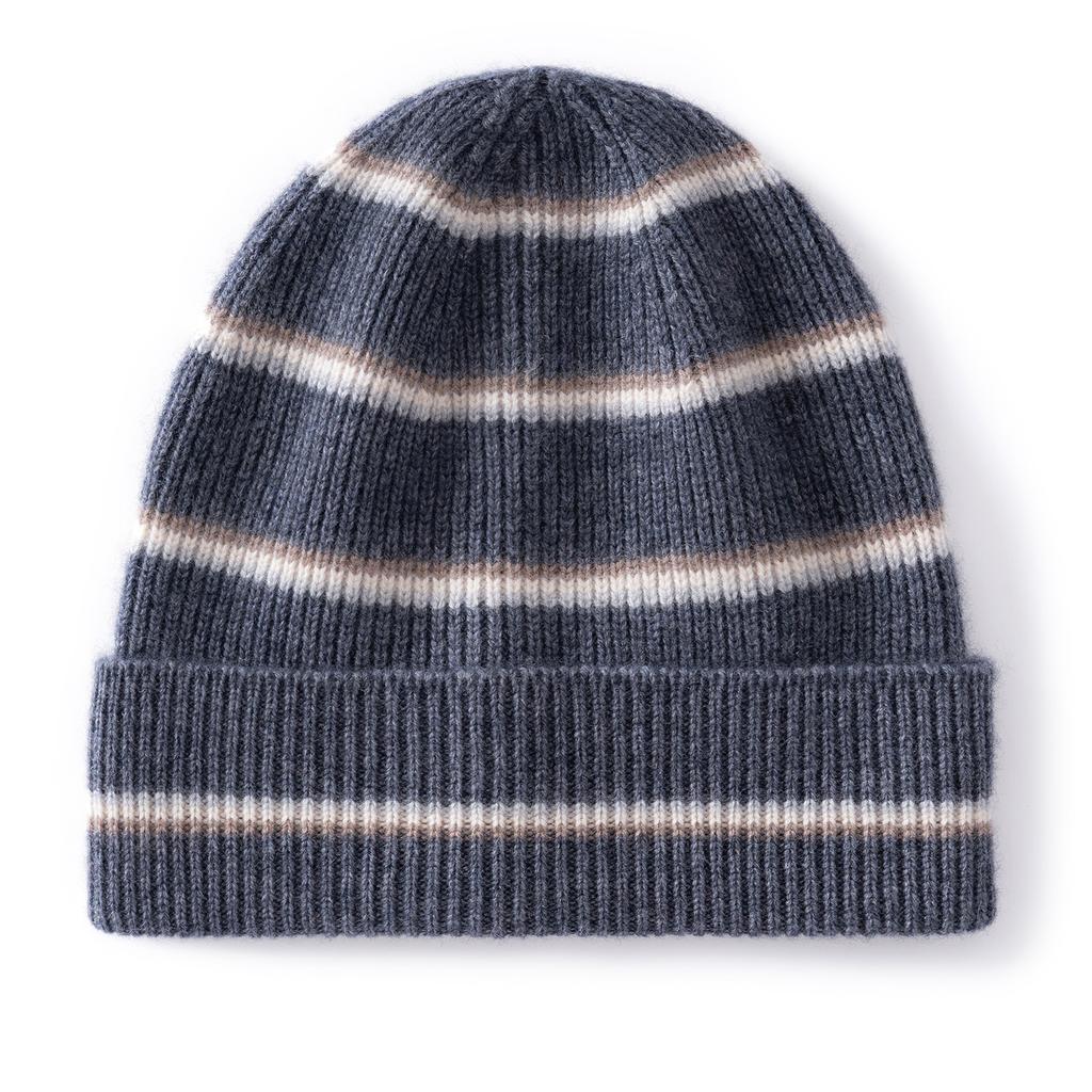 New, fashionable striped jacquard knitted wool hat, autumn and winter versatile warm cashmere pullover hat