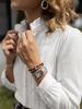 European & American Literary Style Lace Patchwork Stand Collar Long Sleeve White Shirt for Women - Spring/Autumn 2025 Collection