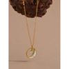 Yhpup Natural Shell Zirconia Moon Round Chic Pendant Necklace Korean Style Daily Jewelry Waterproof Accessories Gift
