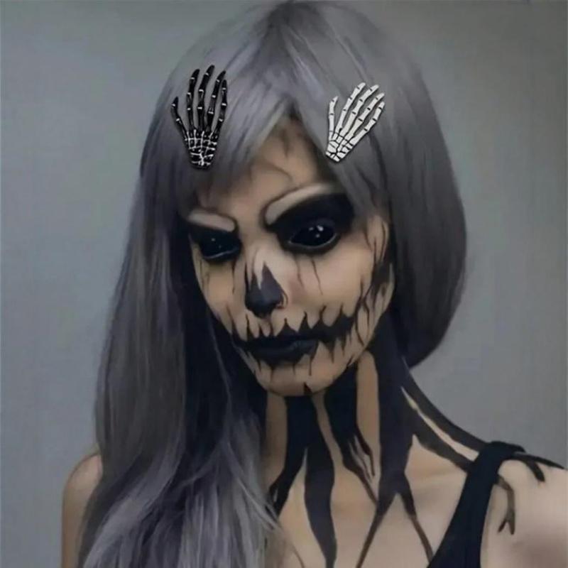 1-5pcs Skeleton Hand Hair Clip Punk Scary Ghost Hand Hairpin Halloween Horror Party Hairstyling Costume Decoration Accessories