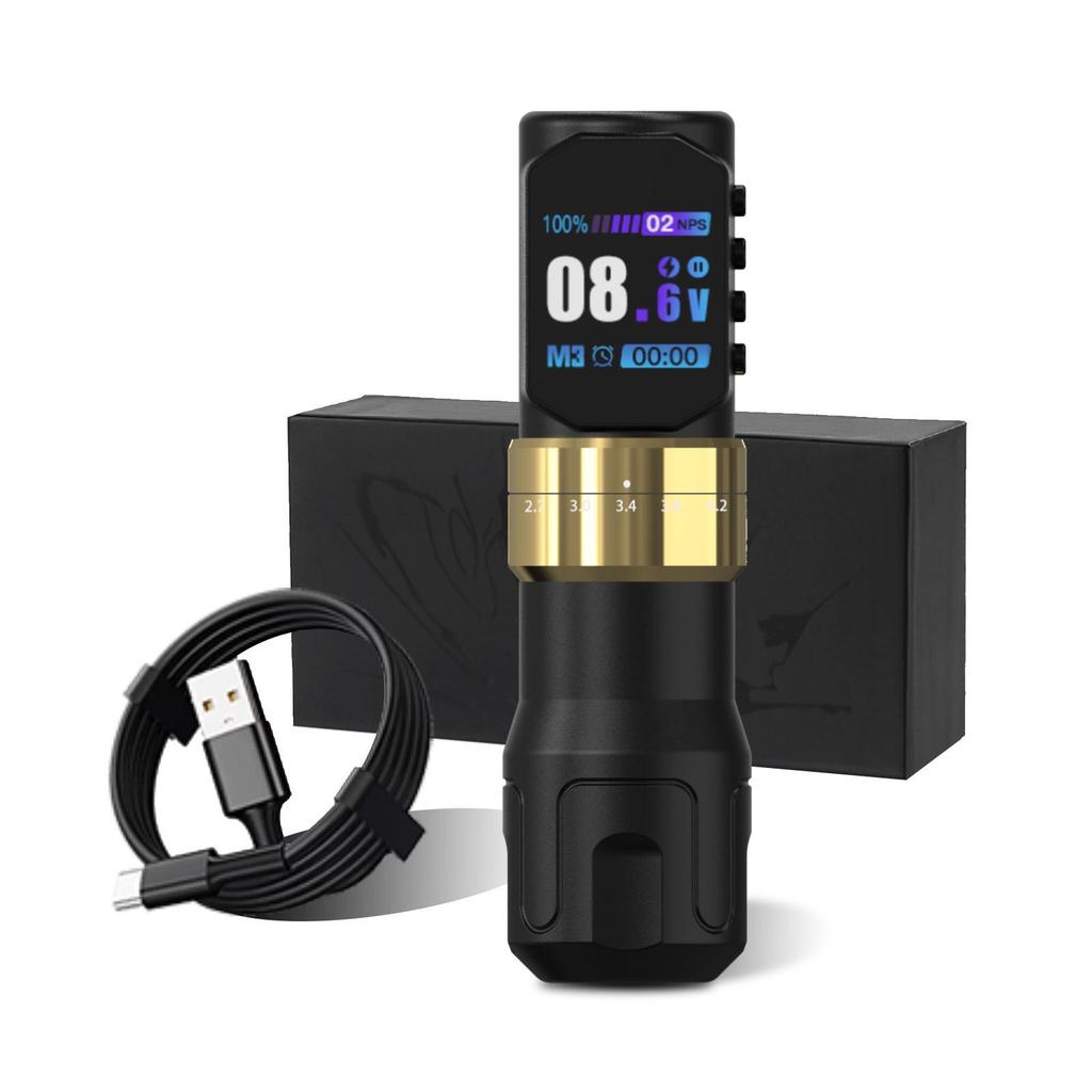 Wireless Adjustable Stroke Tattoo Pen with Color Screen, 2000mAh Capacity