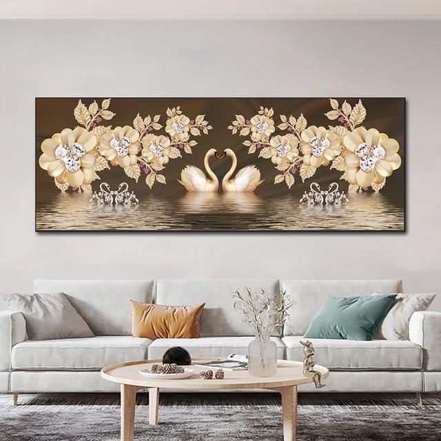 Modern Heart Swan Love Canvas Painting Nordic Animal Posters and Prints Wall Art Pictures Living Room Home Decor No Frame