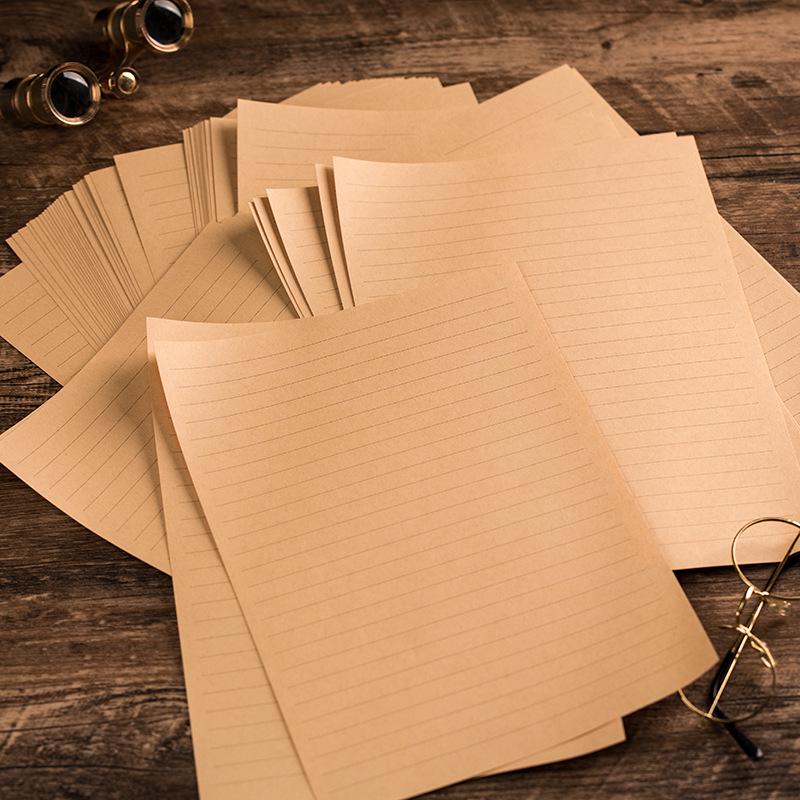 Vintage Rabbit Pattern Kraft Paper Stationery with Handwritten Lines