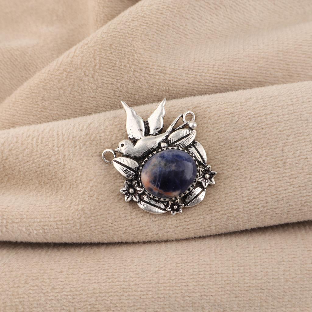 Natural Sodalite Gemstone 925 Sterling Silver Women Jewelry Partywear Bird Pendant 0.5" For Wedding Gift CP-43-23