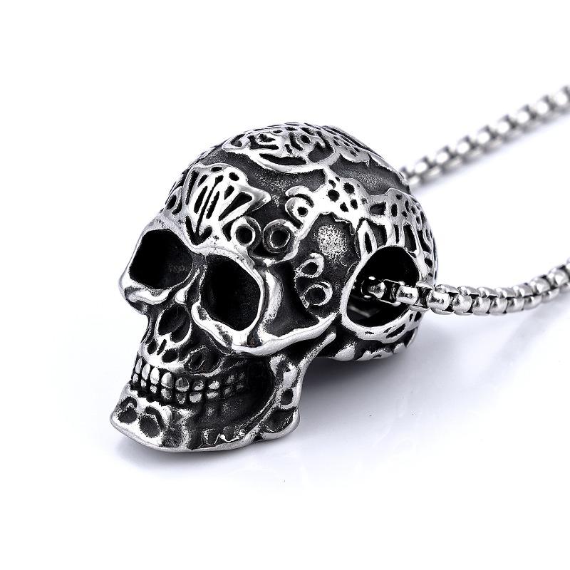 Meier Stainless steel punk skull men's everyday necklace