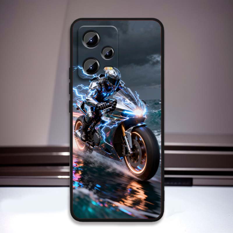 Creative motorcycle rider cool Phone Case For Xiaomi Redmi Note 15 14 13 12 12S 11E 11 11S Pro Plus 4G 5G Black Soft TPU