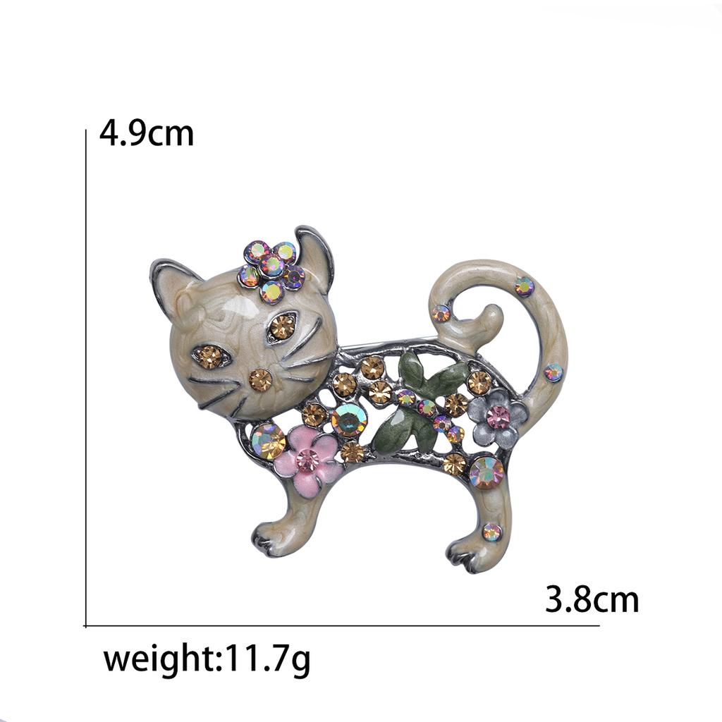 Enamel Cat Pin for Women Unisex Rhinestone Cats Brooch Kitten Lapel Pins Banquet Party Backpack Gifts Jewelry Accessories