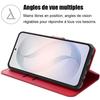 Coque pour Samsung Galaxy S26, Protection Rabat Anti-Rayures Antichoc Synthécuir Rouge