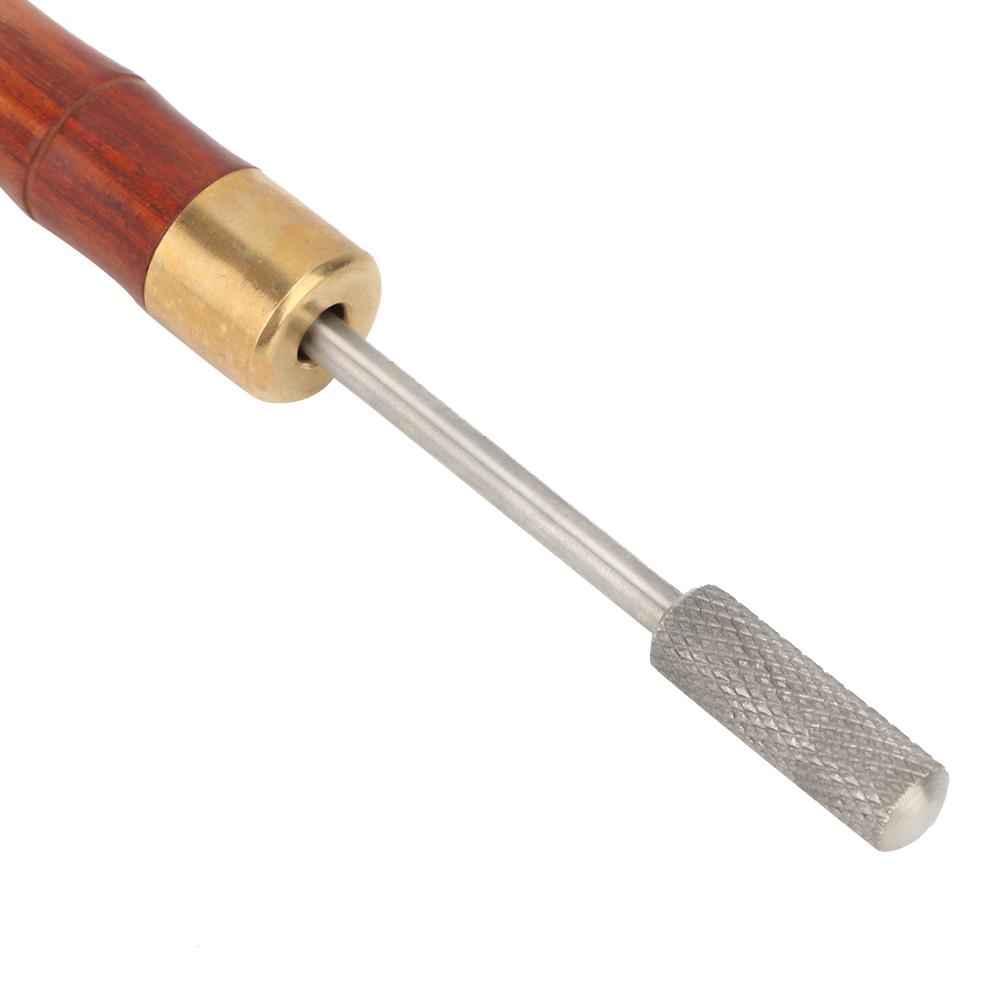 Sandalwood Handle Brass Head Leather DIY Craft Edge Dye Roller Oil Pen Belt Finisher (Red)