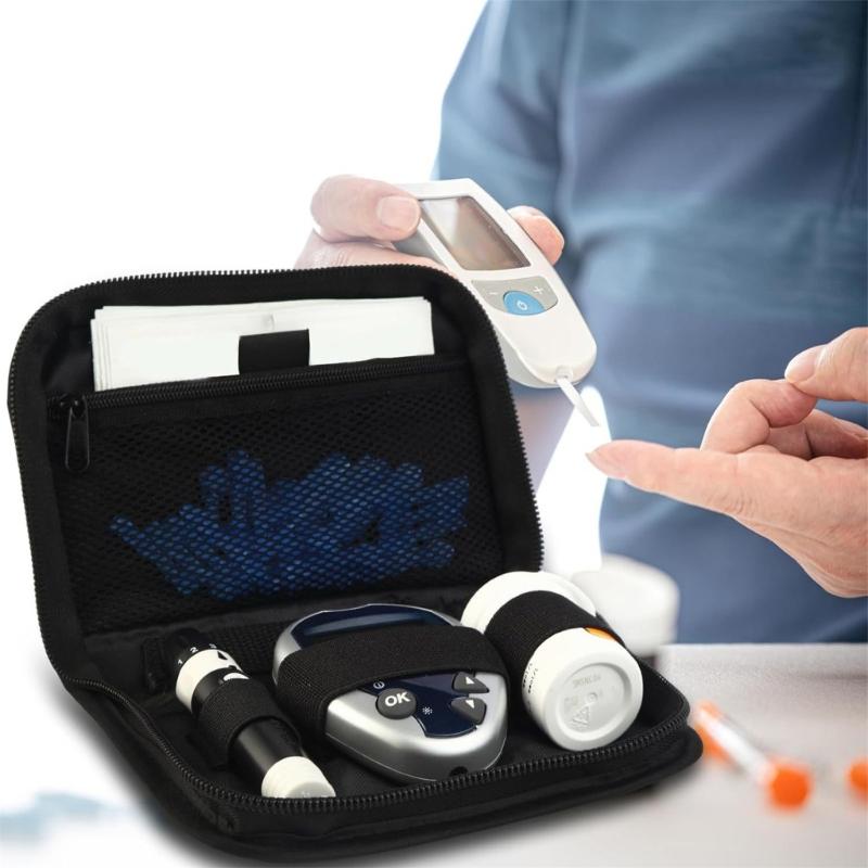 Prerequisites Glucose Test Set Travel Case With Protective Dividers Waterproof Fabric For Diabetic Management Essentials