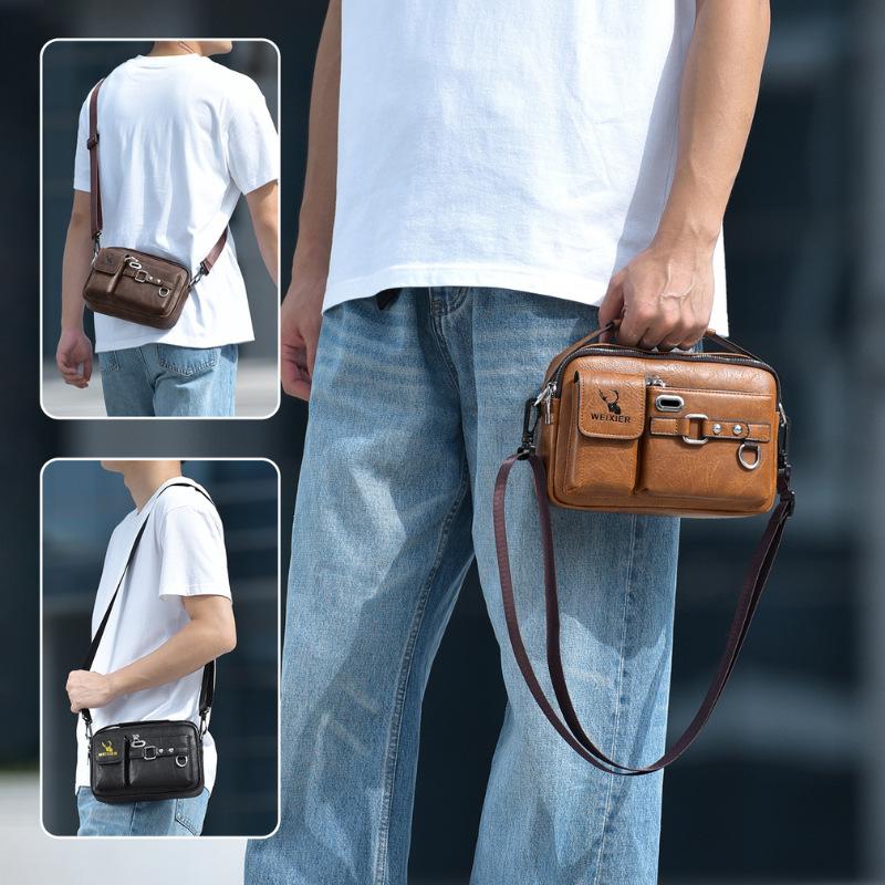 WEIXIER Messenger Bag Men Pu Leather Handbag Male Travel Pad Shoulder Bag for Men Office Briefcase Totes