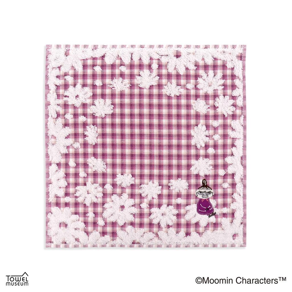 Moomin Check Flower Towel Little Fluffy Cotton Gauze 25 x 25 cm Handkerchief, Pink, Packaged, My, Pile, 47-2740080, Approx.