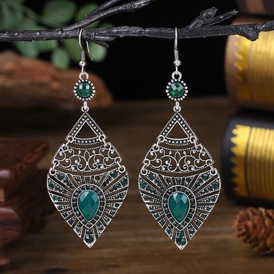 1 Pair Drop Earrings Ethnic Style Fashion Jewelry Alloy Hollowed-out Waterdrop Women Earrings for Date