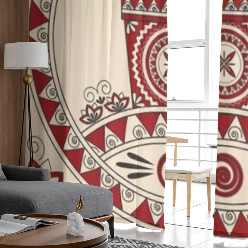 Tarjeta Con Un Regalo Y Estampados En Estilo Étnico Cortinas Traslúcidas de Tul para Decoración de Salón Cocina Cortinas de Voile Organza