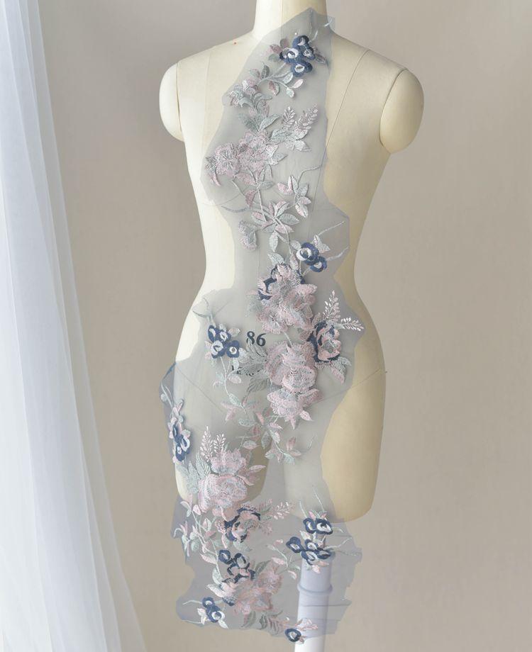 Farblich abgesetzte Spitze Dreidimensionales Blumenkleid Spitze Bühne Handgefertigt DIY Schmuck Kleidung Stickerei Aufkleber