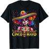 Cinco De Mayo Zuckerschädel Frau Sombrero Grafik T-Shirt Lässiges Baumwoll-T-Shirt
