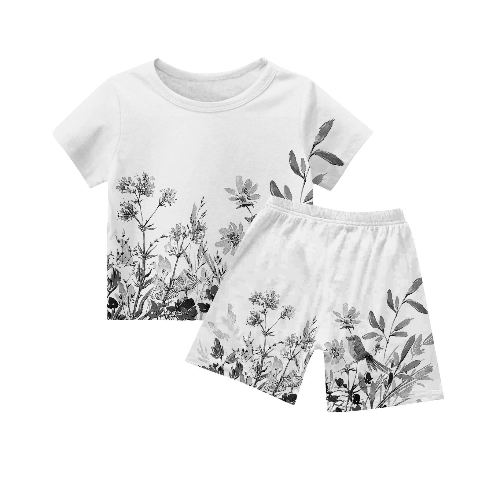 

Удобный свободный комплект из топа и брюк для мальчиков и девочек с круглым вырезом и короткими рукавами для детей 150 чёрный